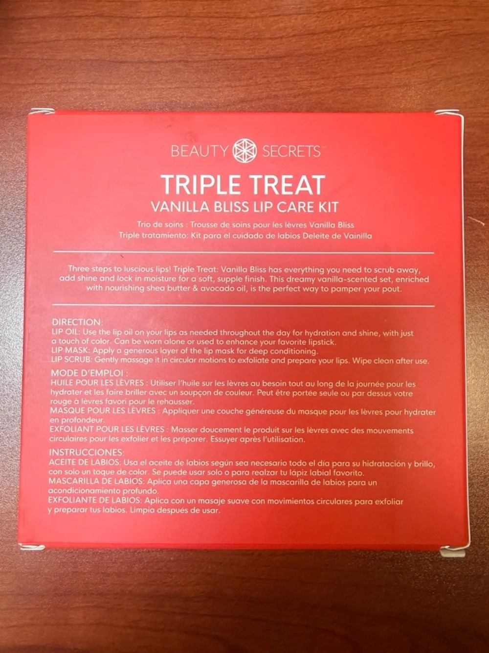 Beauty Secrets Triple Treat Vanilla Bliss Lip Care Kit With Lip Oil Mask & Scrub